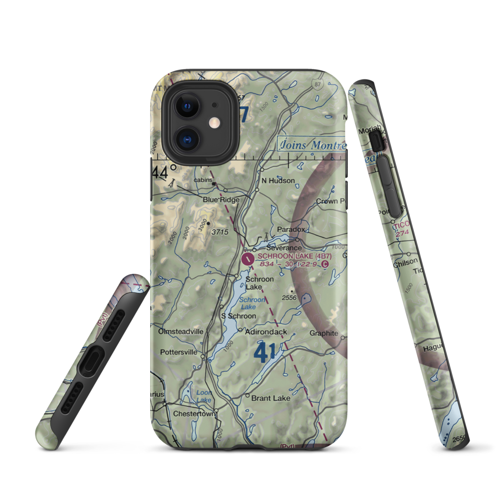 Schroon Lake Airport (4B7) VFR Sectional  Tough iPhone Case iPhone 11 model shown