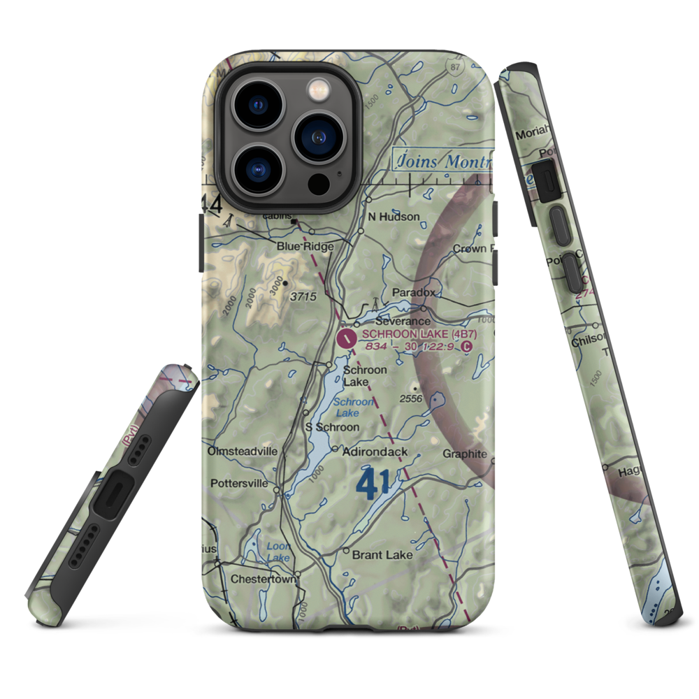 Schroon Lake Airport (4B7) VFR Sectional  Tough iPhone Case iPhone 13 Pro Max model shown