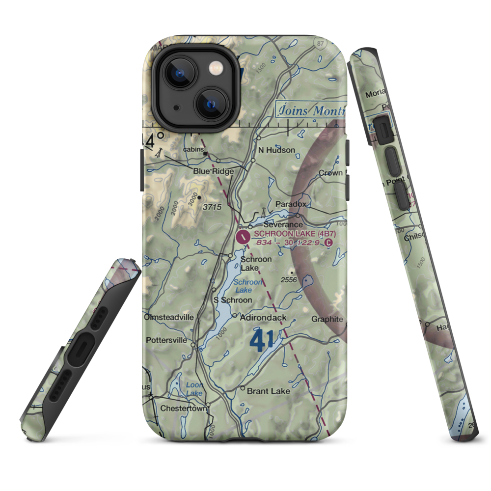 Schroon Lake Airport (4B7) VFR Sectional  Tough iPhone Case iPhone 14 Plus model shown