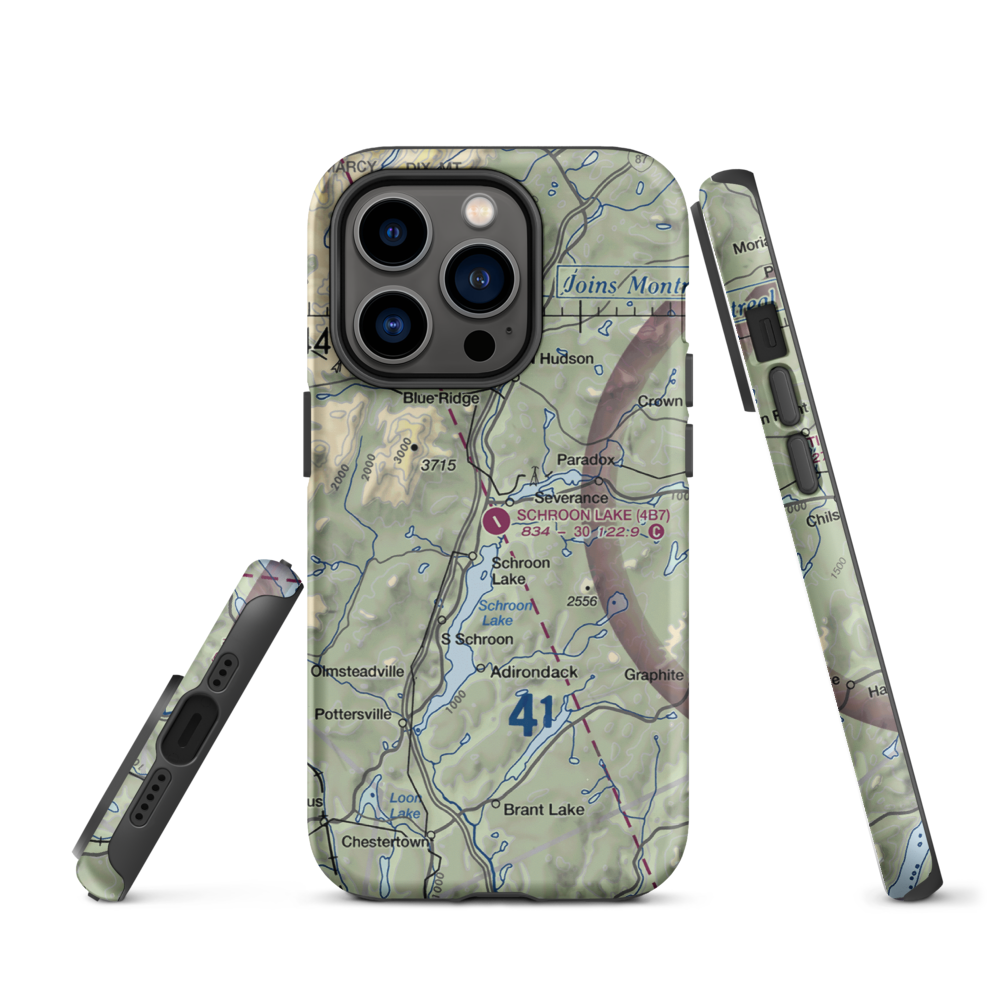 Schroon Lake Airport (4B7) VFR Sectional  Tough iPhone Case iPhone 14 Pro model shown