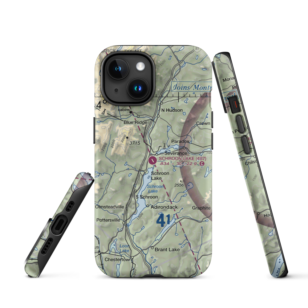 Schroon Lake Airport (4B7) VFR Sectional  Tough iPhone Case iPhone 15 model shown