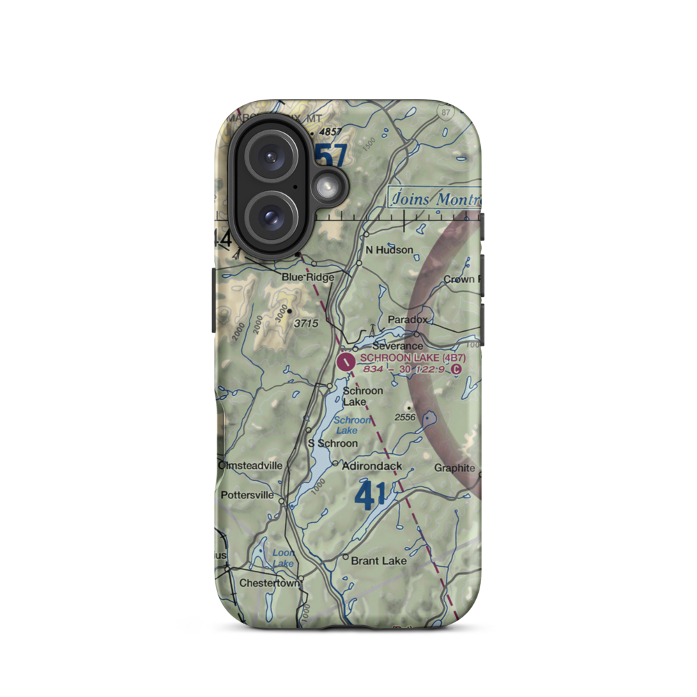 Schroon Lake Airport (4B7) VFR Sectional  Tough iPhone Case iPhone 16 model shown