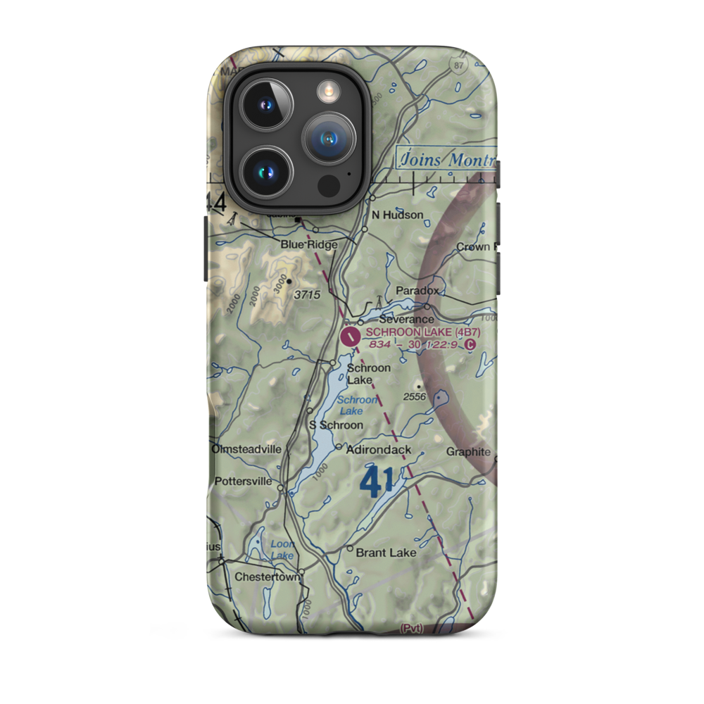 Schroon Lake Airport (4B7) VFR Sectional  Tough iPhone Case iPhone 16 Pro Max model shown