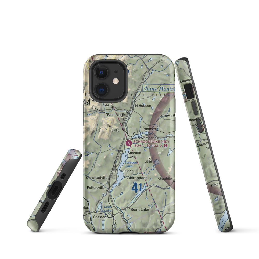 Schroon Lake Airport (4B7) VFR Sectional  Tough iPhone Case iPhone 12 mini model shown