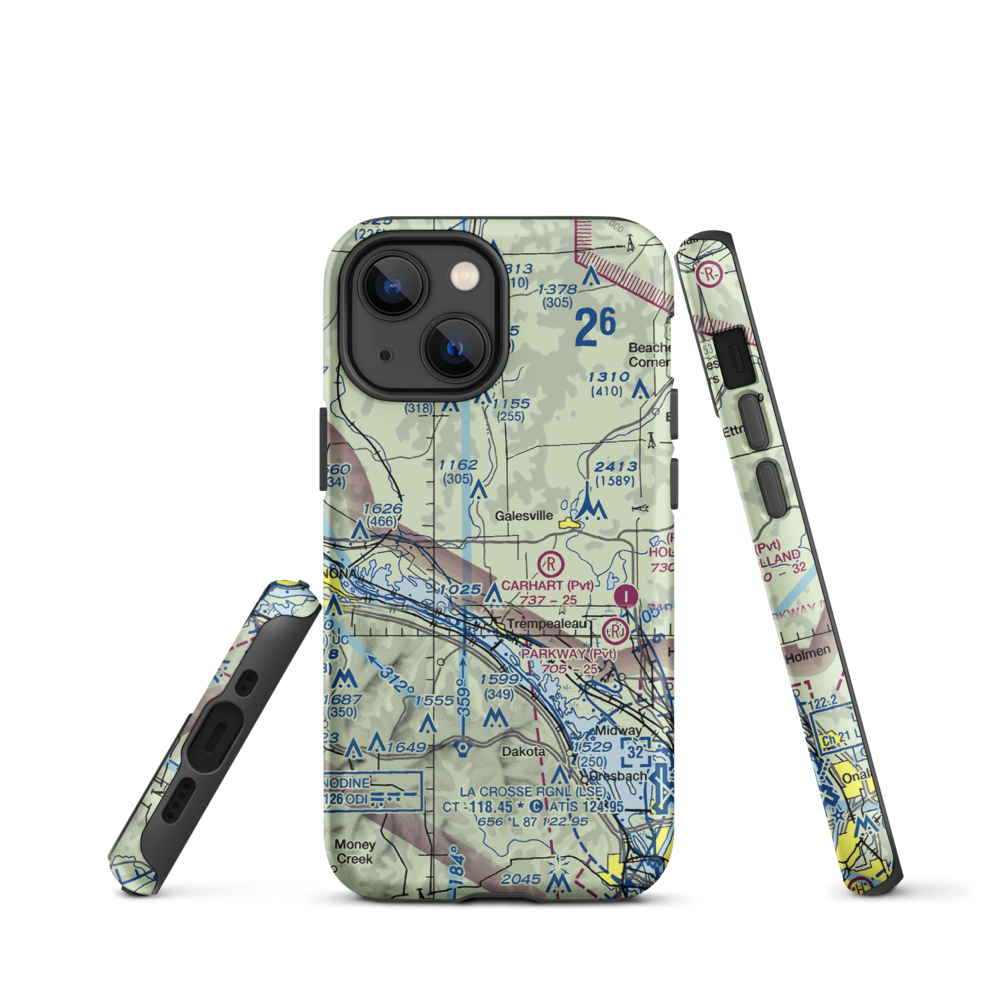 Schubert Airstrip (40WI) VFR Sectional  Tough iPhone Case iPhone 13 mini model shown