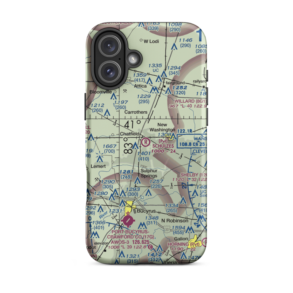 Schulze's Airport (69OI) VFR Sectional  Tough iPhone Case iPhone 16 Plus model shown