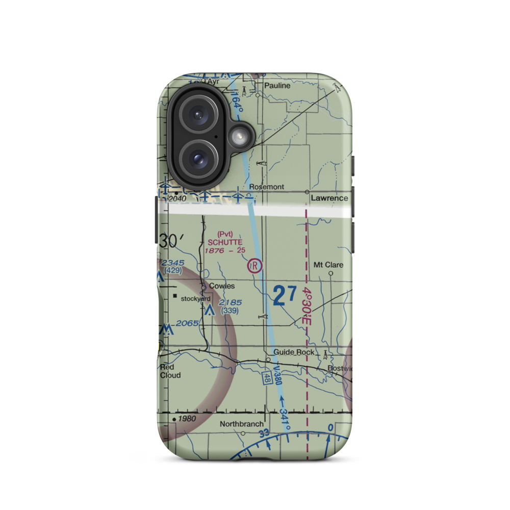 Schutte Airport (NE01) VFR Sectional  Tough iPhone Case iPhone 16 model shown