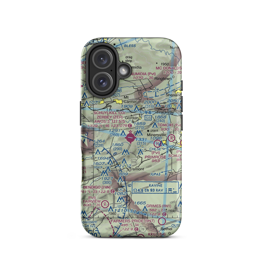 Schuylkill County /Joe Zerbey/ Airport (ZER) VFR Sectional  Tough iPhone Case iPhone 16 model shown