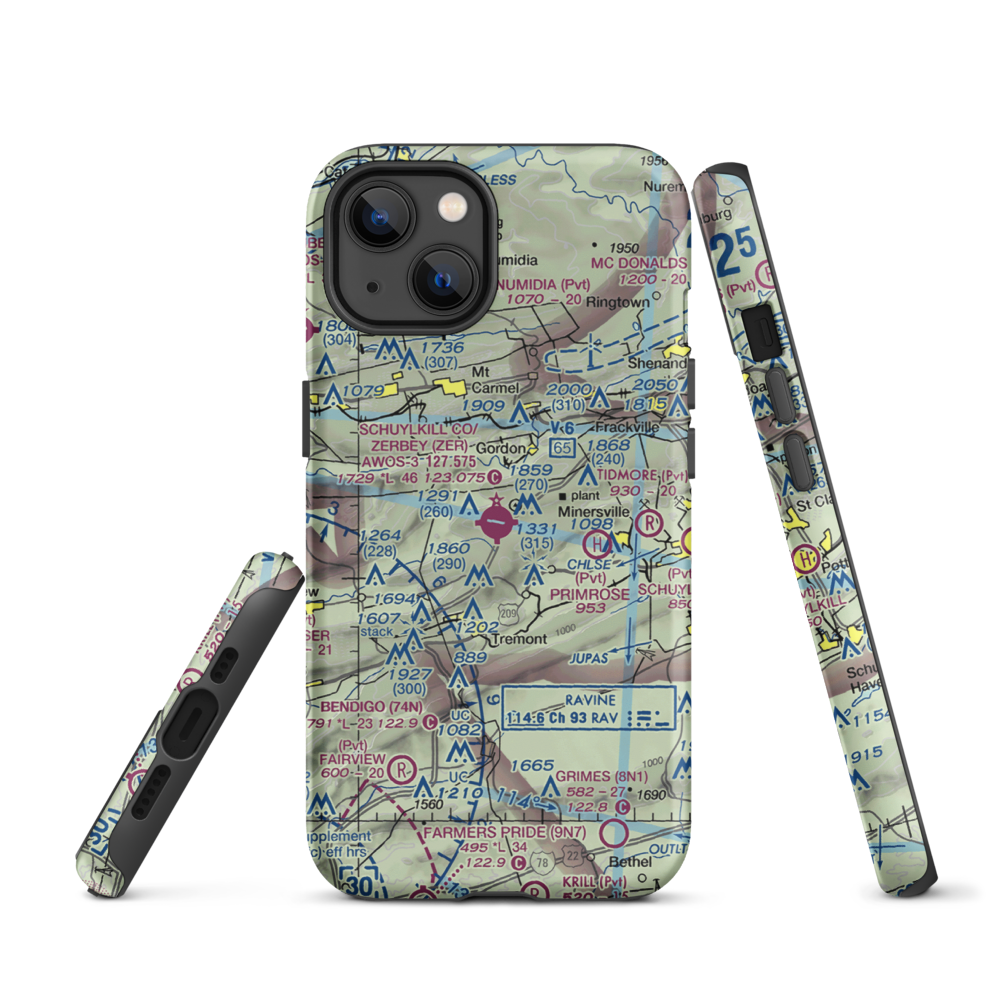 Schuylkill County /Joe Zerbey/ Airport (ZER) VFR Sectional  Tough iPhone Case iPhone 13 model shown
