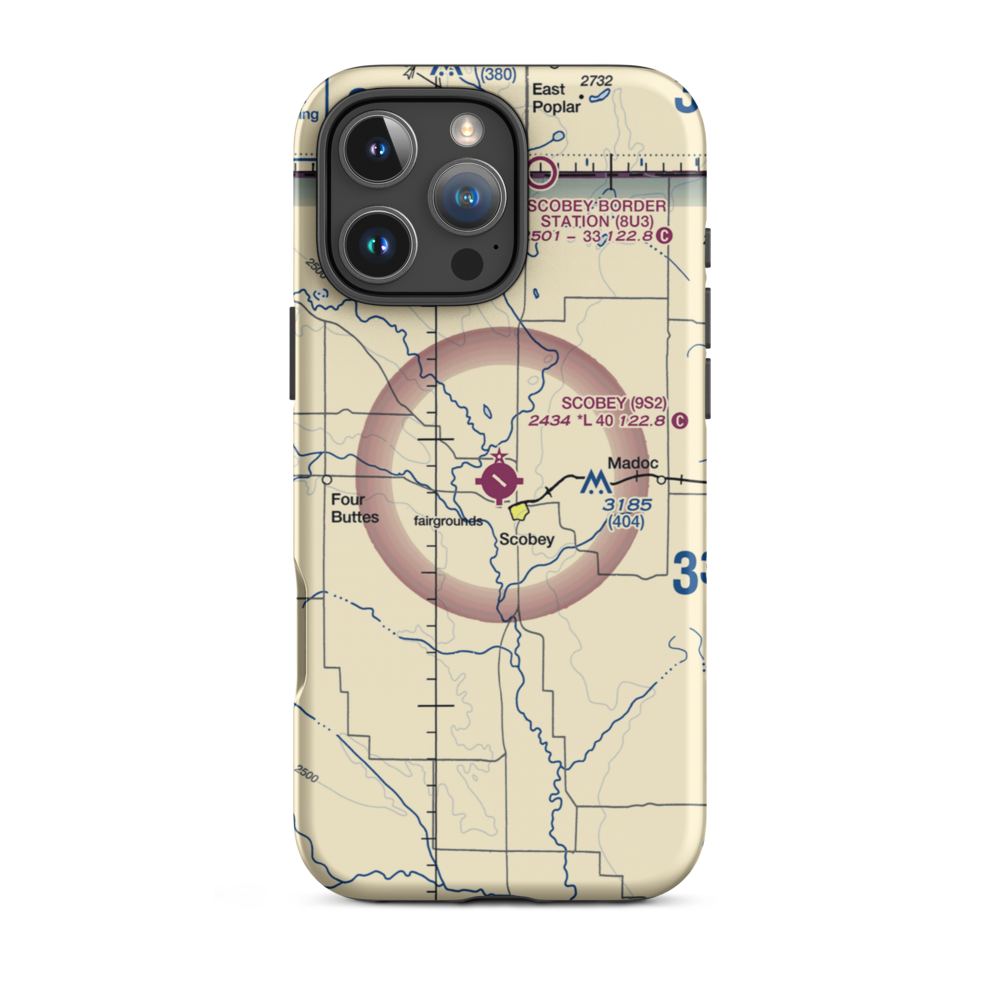 Scobey Airport (9S2) VFR Sectional  Tough iPhone Case iPhone 16 Pro Max model shown