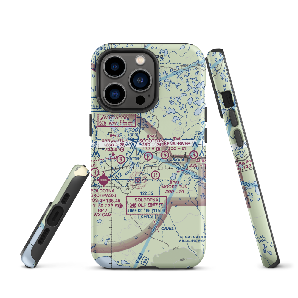 Scooter's Landing Strip (AK84) VFR Sectional  Tough iPhone Case iPhone 13 Pro model shown