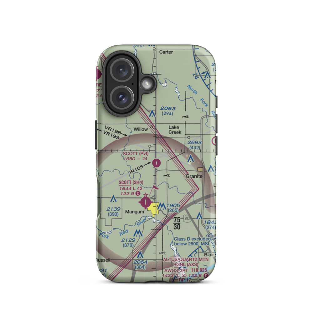 Scott Airport (7OK2) VFR Sectional  Tough iPhone Case iPhone 16 model shown