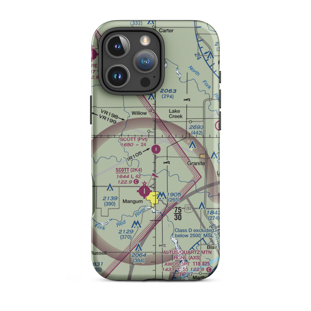 Scott Airport (7OK2) VFR Sectional  Tough iPhone Case iPhone 16 Pro Max model shown