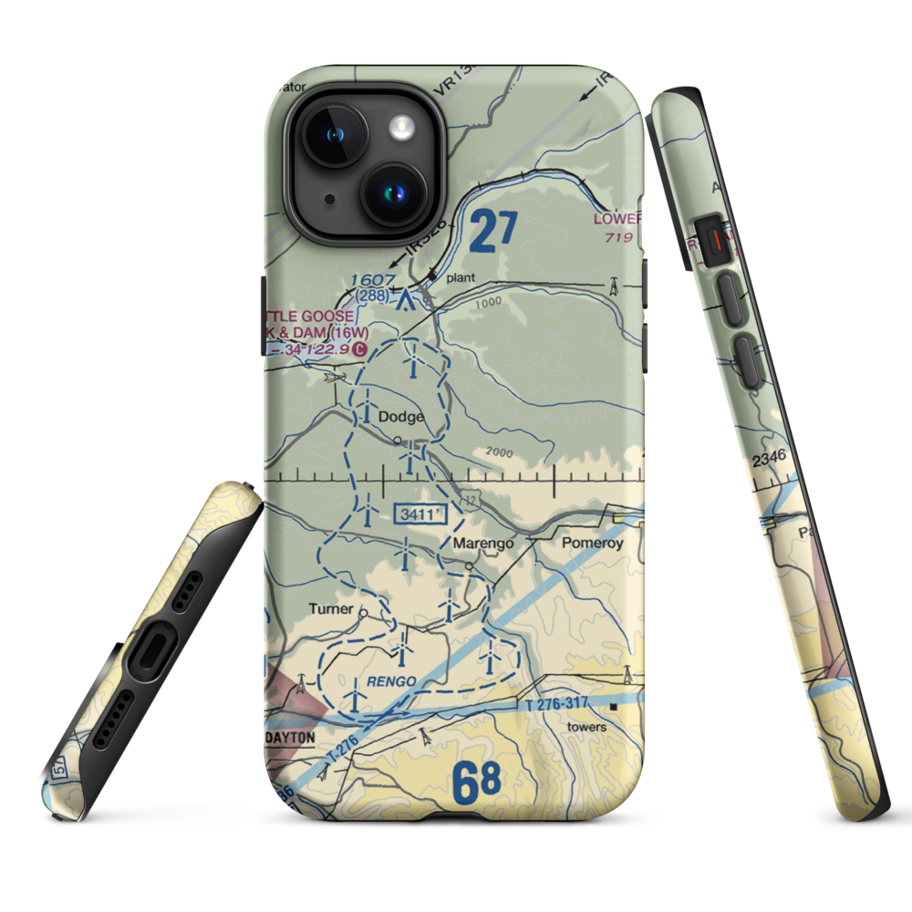 Scott Seed Farm Airport (85WA) VFR Sectional  Tough iPhone Case iPhone 15 Plus model shown