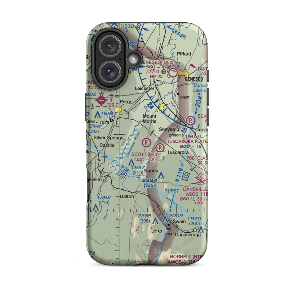 Scott'S Sky Ranch Airport (NY70) VFR Sectional  Tough iPhone Case iPhone 16 Plus model shown