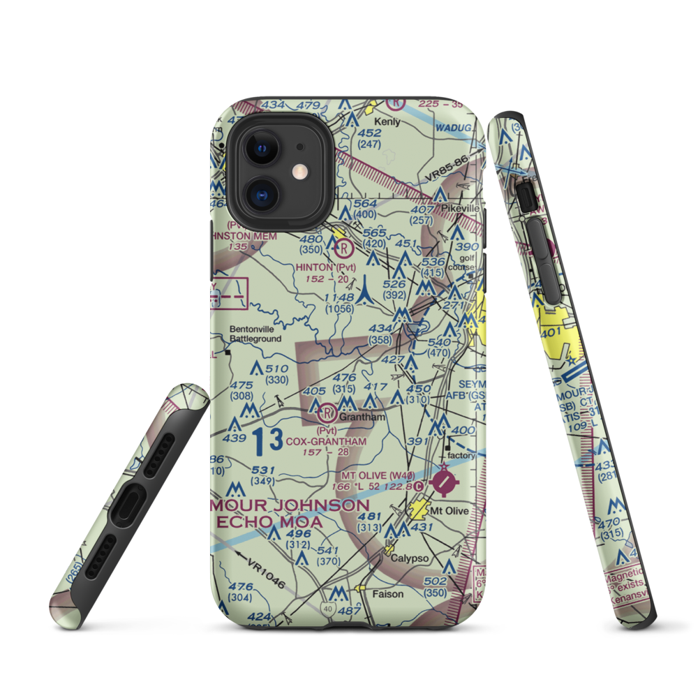 Scottbrook Farm Airport (2NC4) VFR Sectional  Tough iPhone Case iPhone 11 model shown