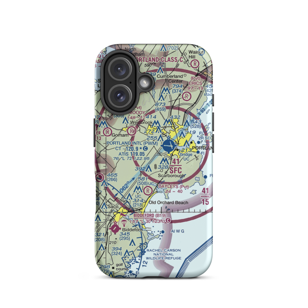 Scottow Bog Flightpark Ultralightport (ME66) VFR Sectional  Tough iPhone Case iPhone 16 model shown