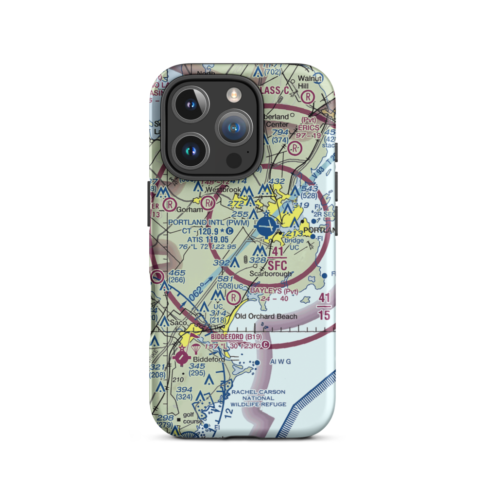 Scottow Bog Flightpark Ultralightport (ME66) VFR Sectional  Tough iPhone Case iPhone 16 Pro model shown