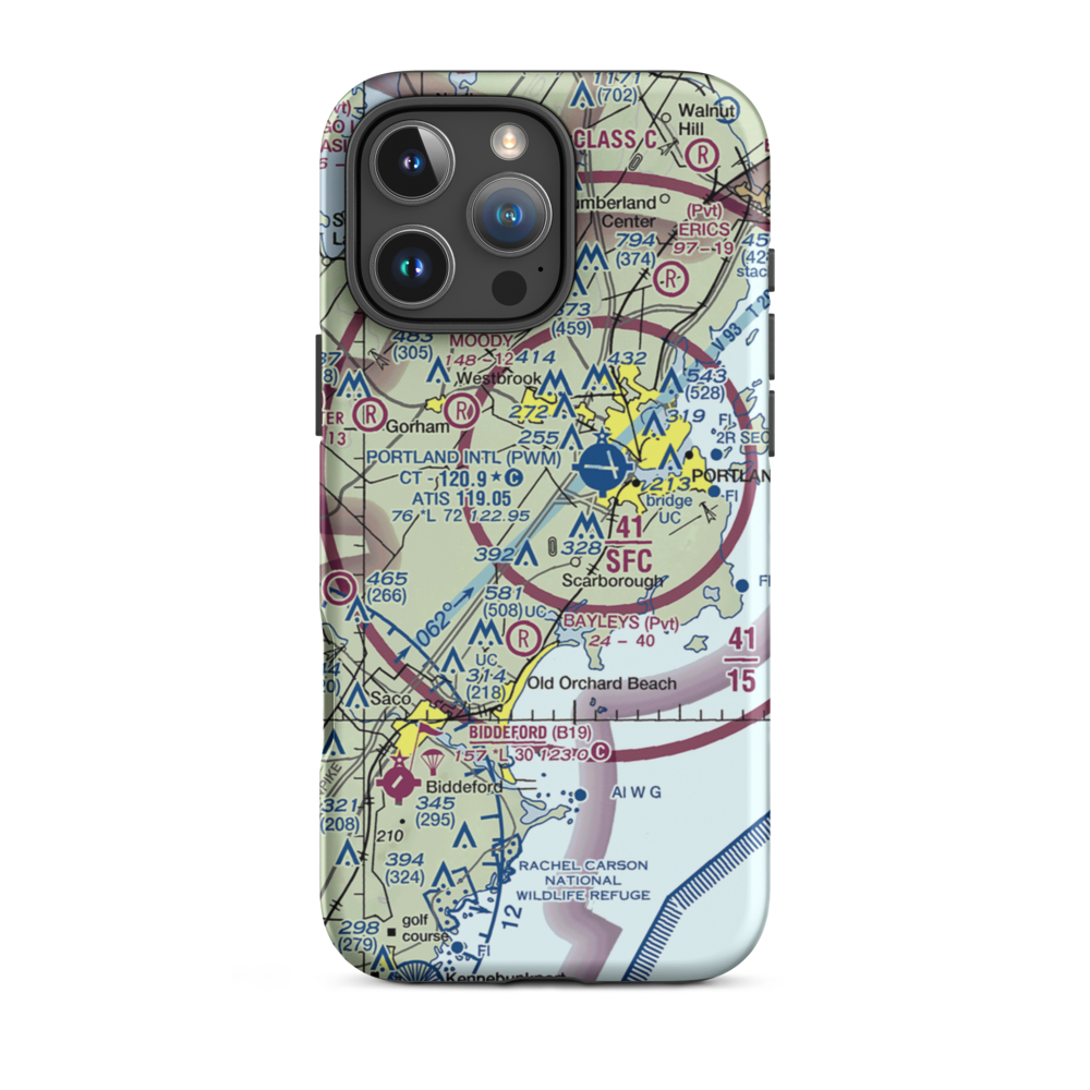 Scottow Bog Flightpark Ultralightport (ME66) VFR Sectional  Tough iPhone Case iPhone 16 Pro Max model shown