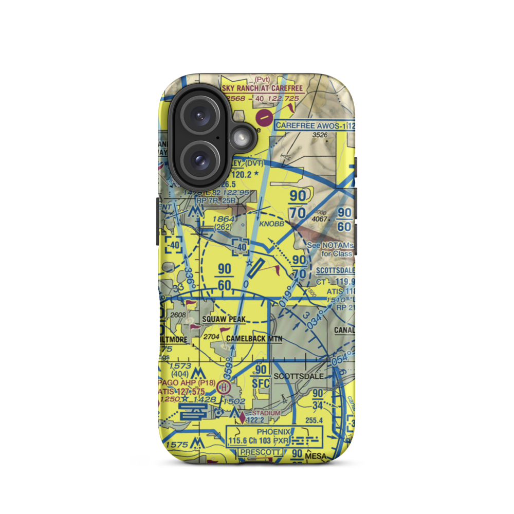 Scottsdale Airport (SDL) VFR Sectional  Tough iPhone Case iPhone 16 model shown