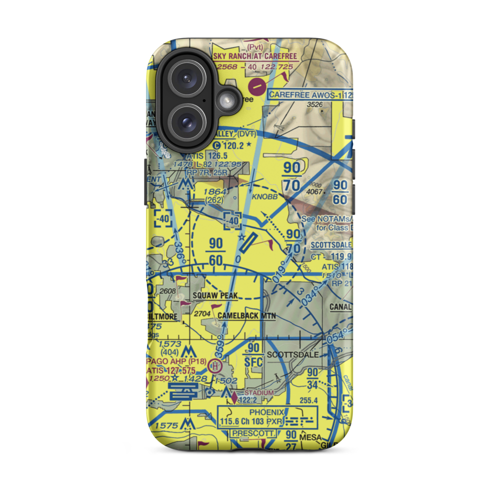 Scottsdale Airport (SDL) VFR Sectional  Tough iPhone Case iPhone 16 Plus model shown
