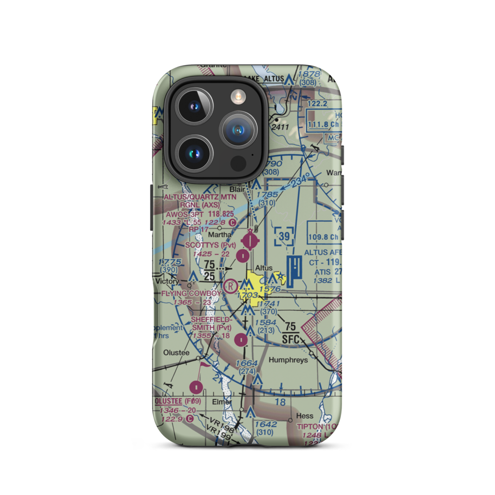 Scottys Field (OK82) VFR Sectional  Tough iPhone Case iPhone 16 Pro model shown