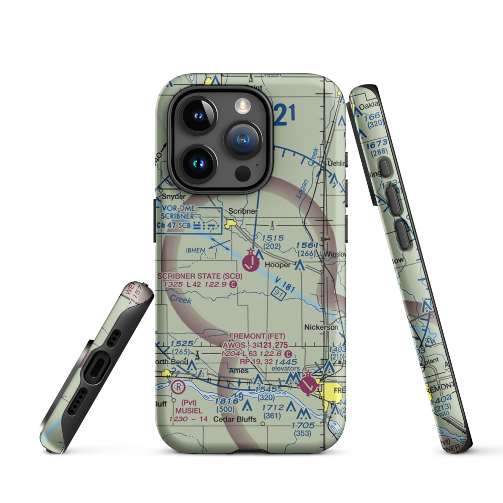 Scribner State Airport (SCB) VFR Sectional  Tough iPhone Case iPhone 15 Pro model shown