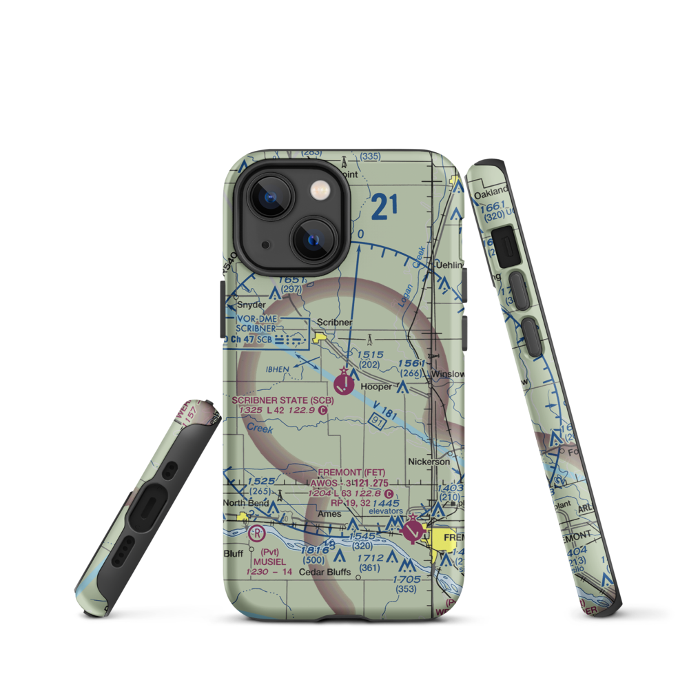 Scribner State Airport (SCB) VFR Sectional  Tough iPhone Case iPhone 13 mini model shown