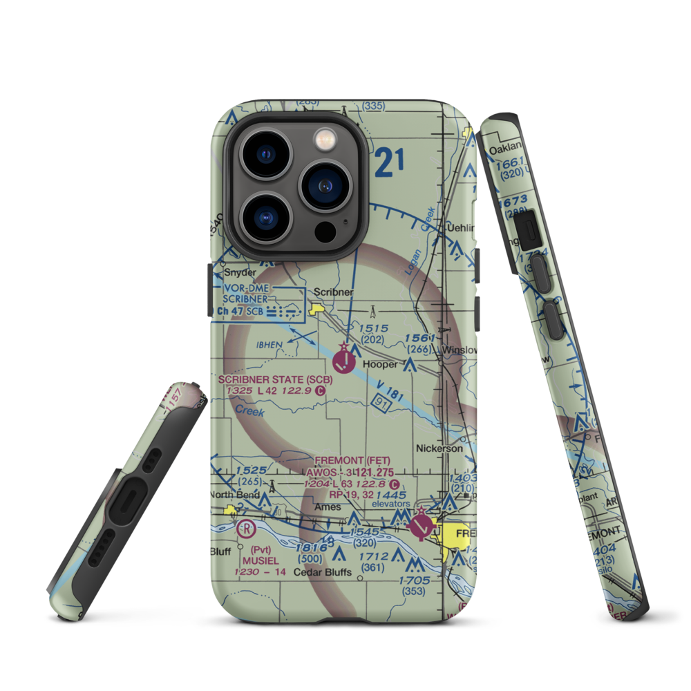 Scribner State Airport (SCB) VFR Sectional  Tough iPhone Case iPhone 13 Pro model shown