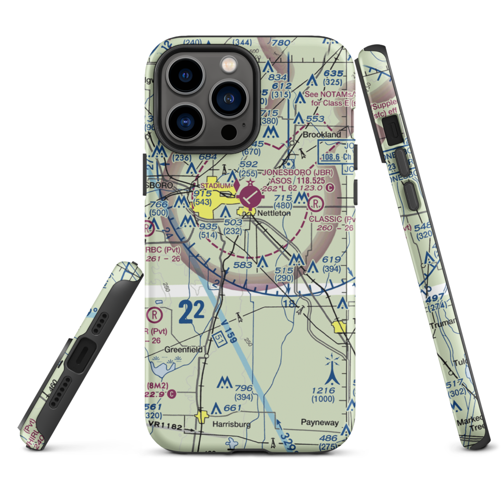 Scudder Airport (4AR9) VFR Sectional  Tough iPhone Case iPhone 13 Pro Max model shown
