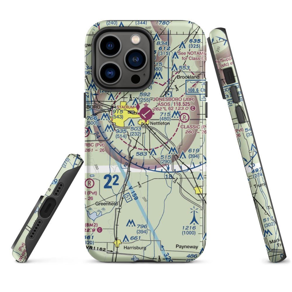 Scudder Airport (4AR9) VFR Sectional  Tough iPhone Case iPhone 14 Pro Max model shown