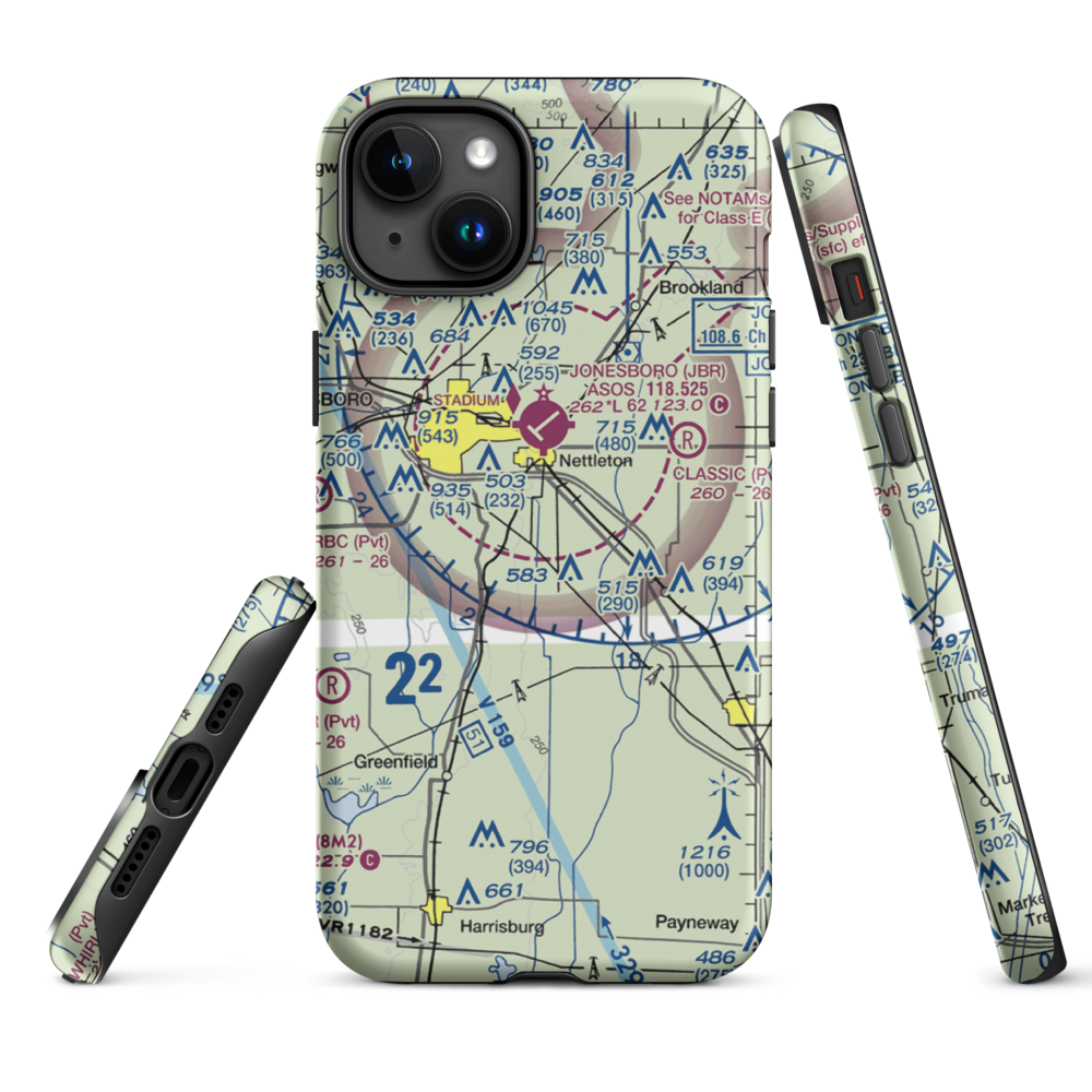 Scudder Airport (4AR9) VFR Sectional  Tough iPhone Case iPhone 15 Plus model shown