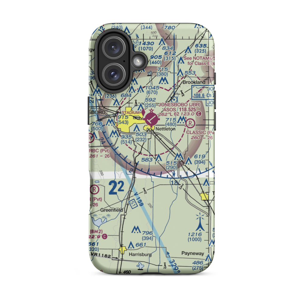 Scudder Airport (4AR9) VFR Sectional  Tough iPhone Case iPhone 16 Plus model shown