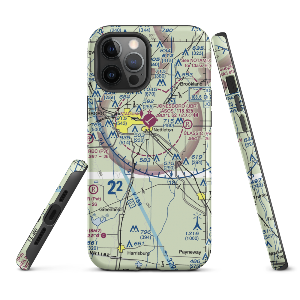 Scudder Airport (4AR9) VFR Sectional  Tough iPhone Case iPhone 12 Pro Max model shown