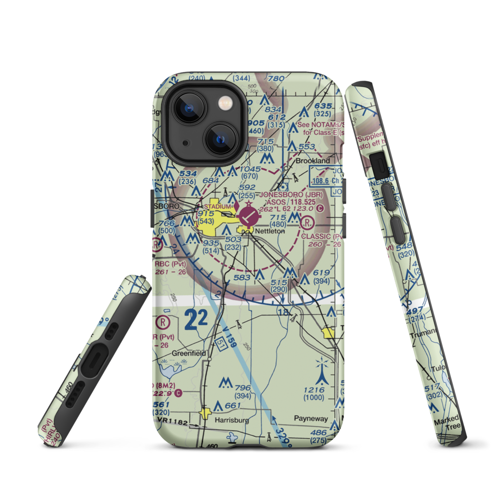 Scudder Airport (4AR9) VFR Sectional  Tough iPhone Case iPhone 13 model shown