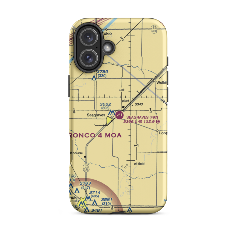 Seagraves Airport (F97) VFR Sectional  Tough iPhone Case iPhone 16 Plus model shown