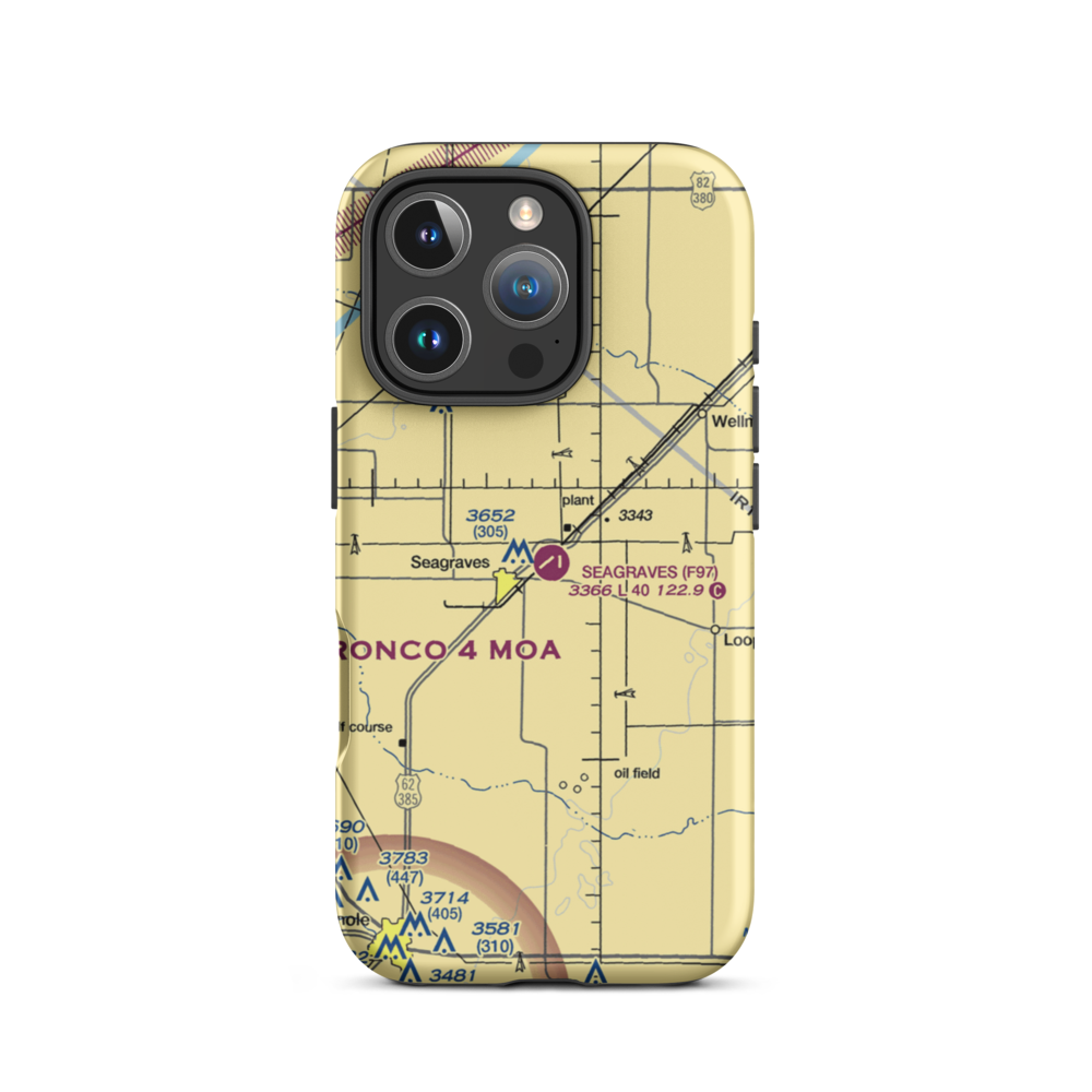 Seagraves Airport (F97) VFR Sectional  Tough iPhone Case iPhone 16 Pro model shown