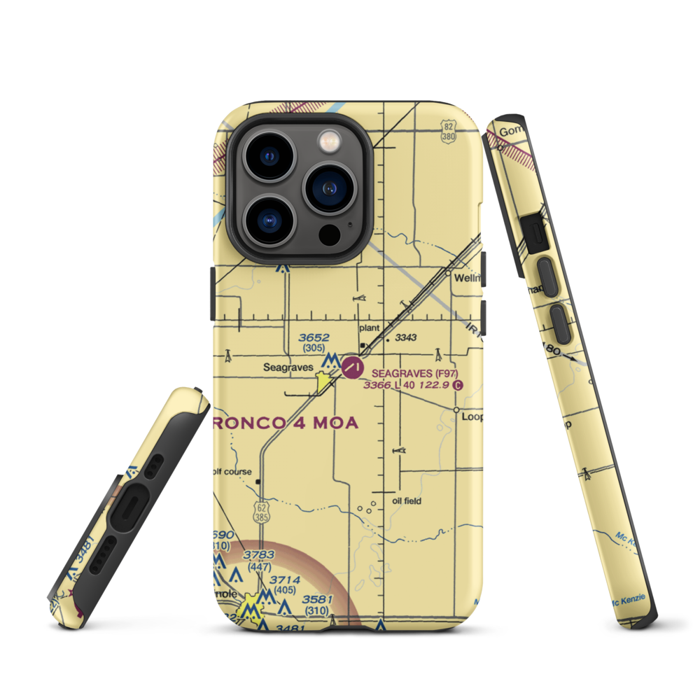 Seagraves Airport (F97) VFR Sectional  Tough iPhone Case iPhone 13 Pro model shown