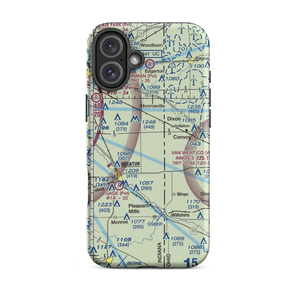 Sealscott Airport (IN58) VFR Sectional  Tough iPhone Case iPhone 16 Plus model shown