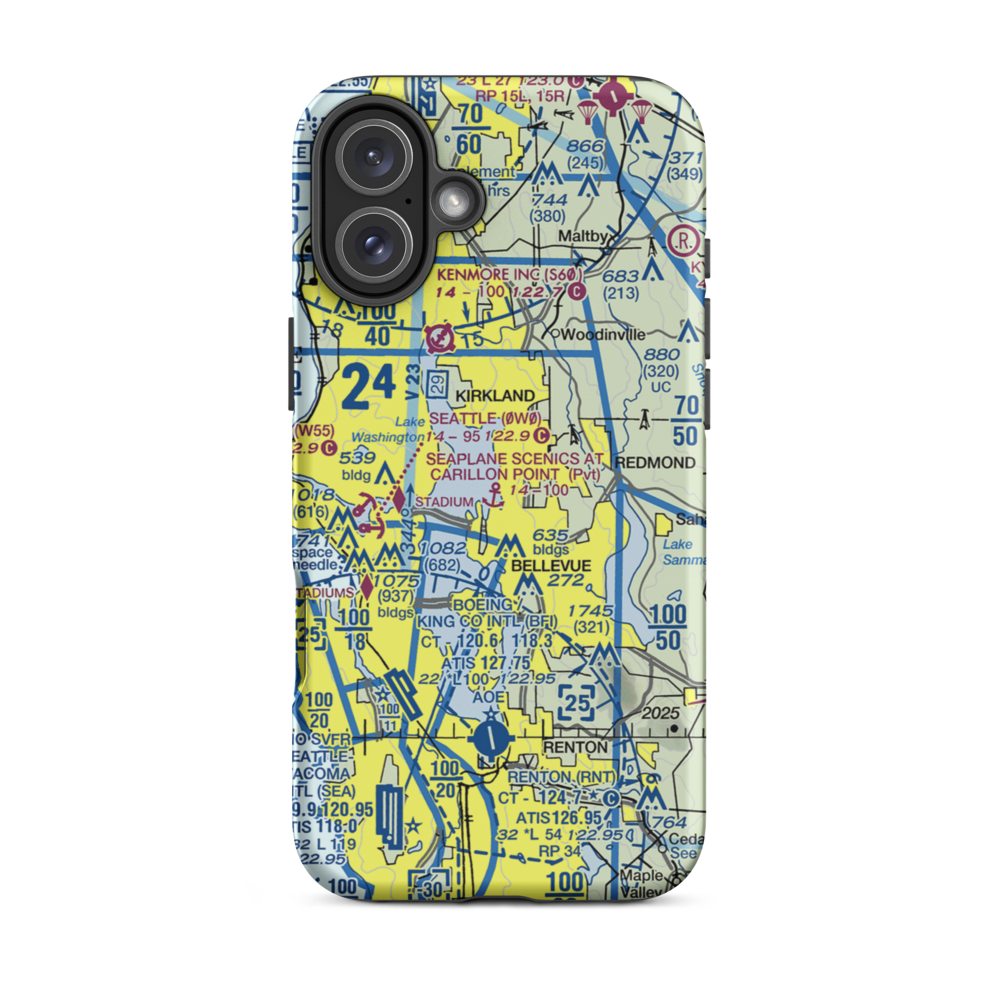 Seaplane Scenics at Carillon Point Seaplane Base (WA32) VFR Sectional  Tough iPhone Case iPhone 16 Plus model shown