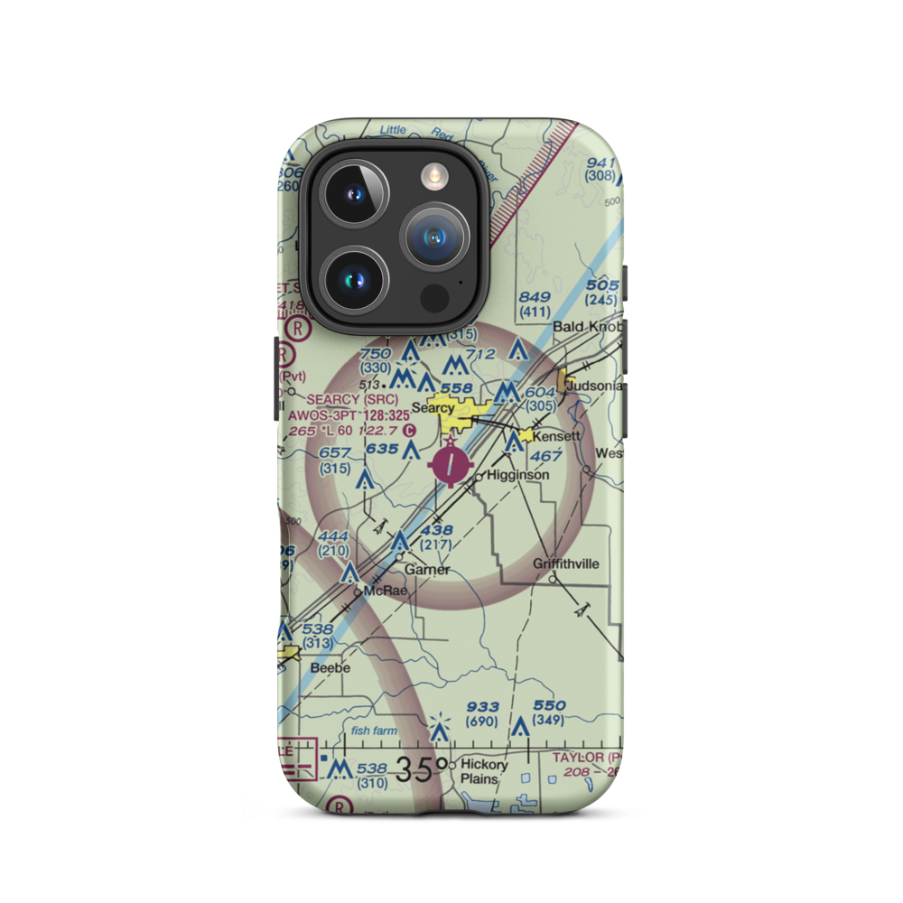 Searcy Municipal Airport (SRC) VFR Sectional  Tough iPhone Case iPhone 16 Pro model shown