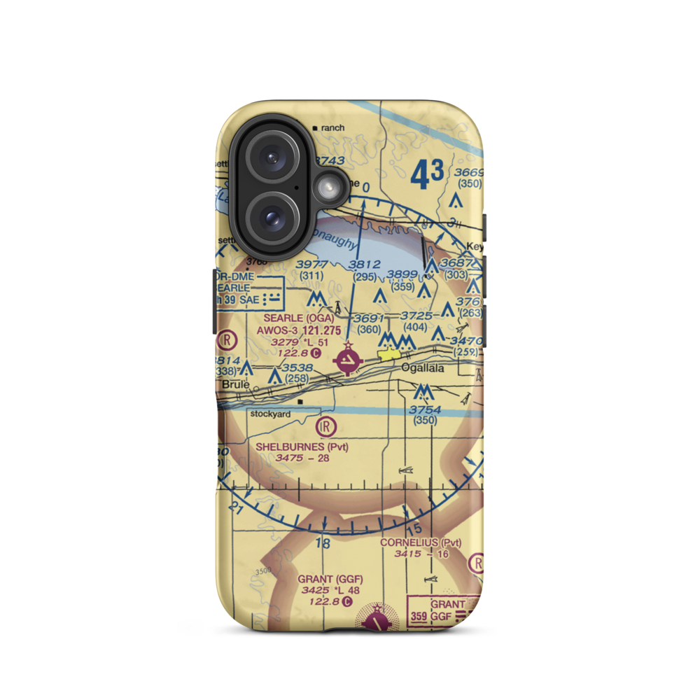 Searle Field (OGA) VFR Sectional  Tough iPhone Case iPhone 16 model shown