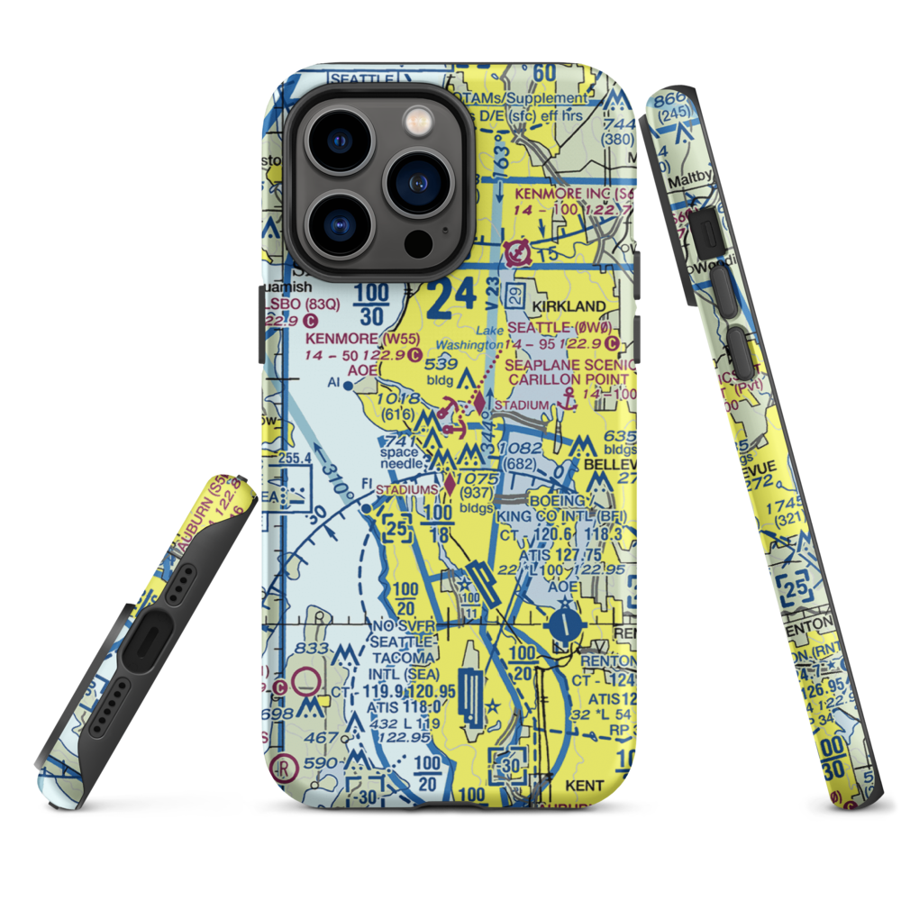 Seattle Seaplanes Seaplane Base (0W0) VFR Sectional  Tough iPhone Case iPhone 14 Pro Max model shown