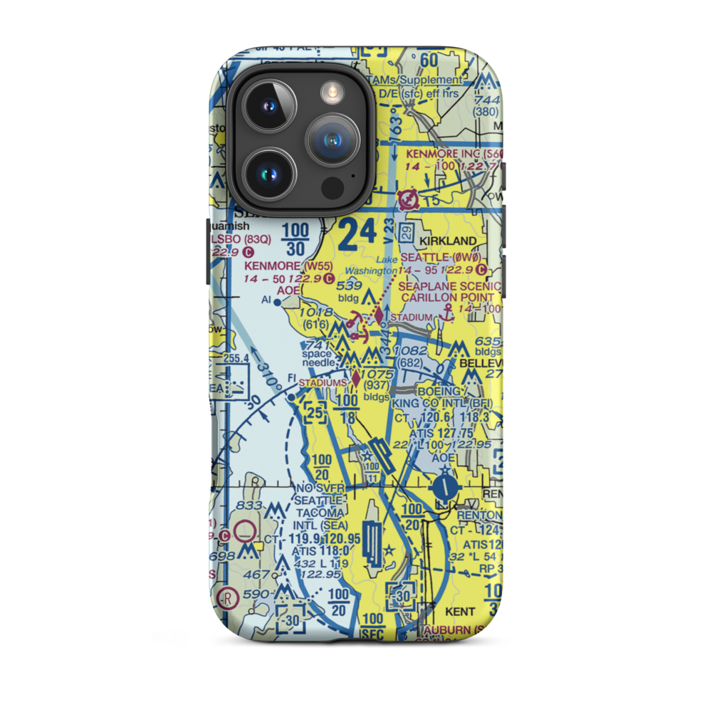Seattle Seaplanes Seaplane Base (0W0) VFR Sectional  Tough iPhone Case iPhone 16 Pro Max model shown