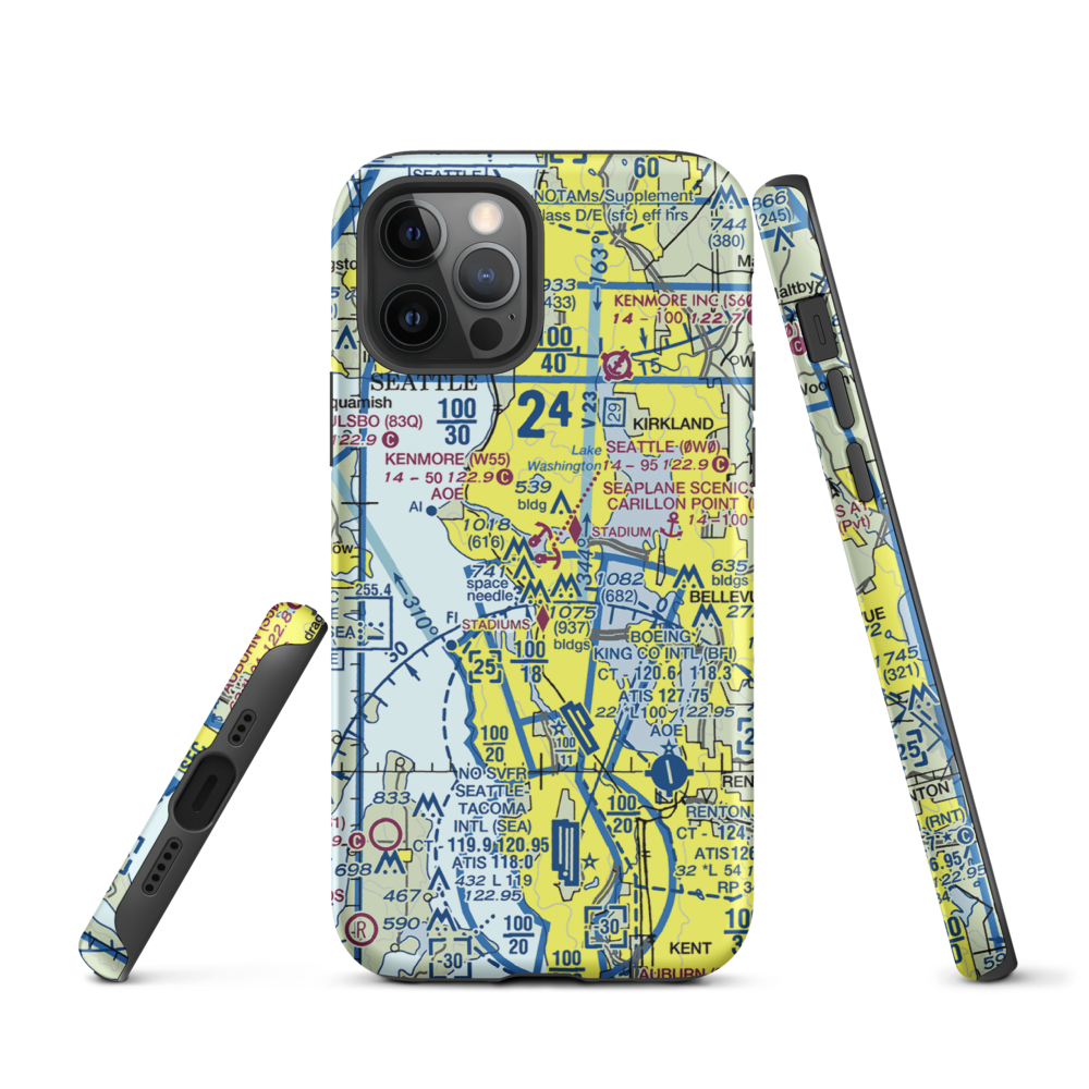 Seattle Seaplanes Seaplane Base (0W0) VFR Sectional  Tough iPhone Case iPhone 12 Pro model shown