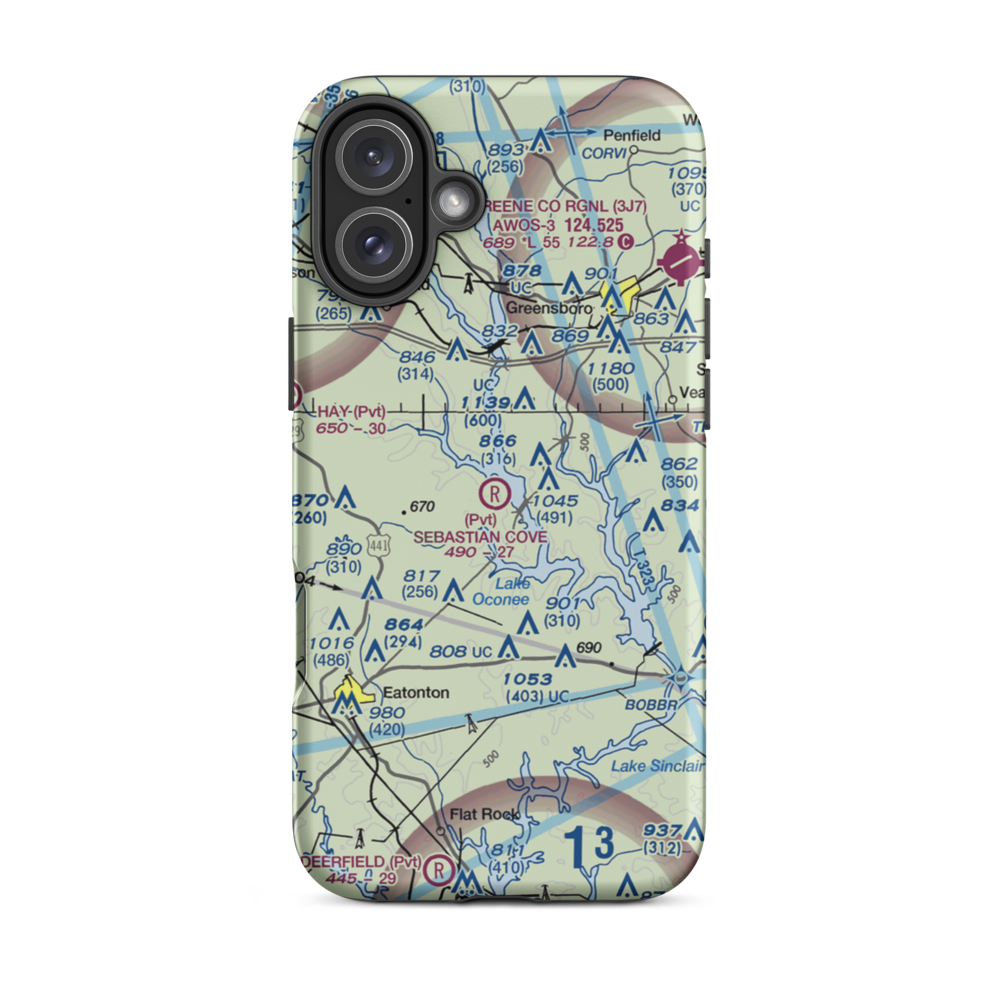 Sebastian Cove Airport (32GA) VFR Sectional  Tough iPhone Case iPhone 16 Plus model shown