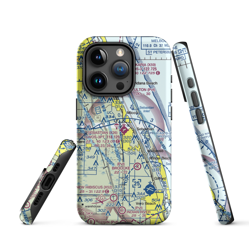 Sebastian Municipal Airport (X26) VFR Sectional  Tough iPhone Case iPhone 15 Pro model shown