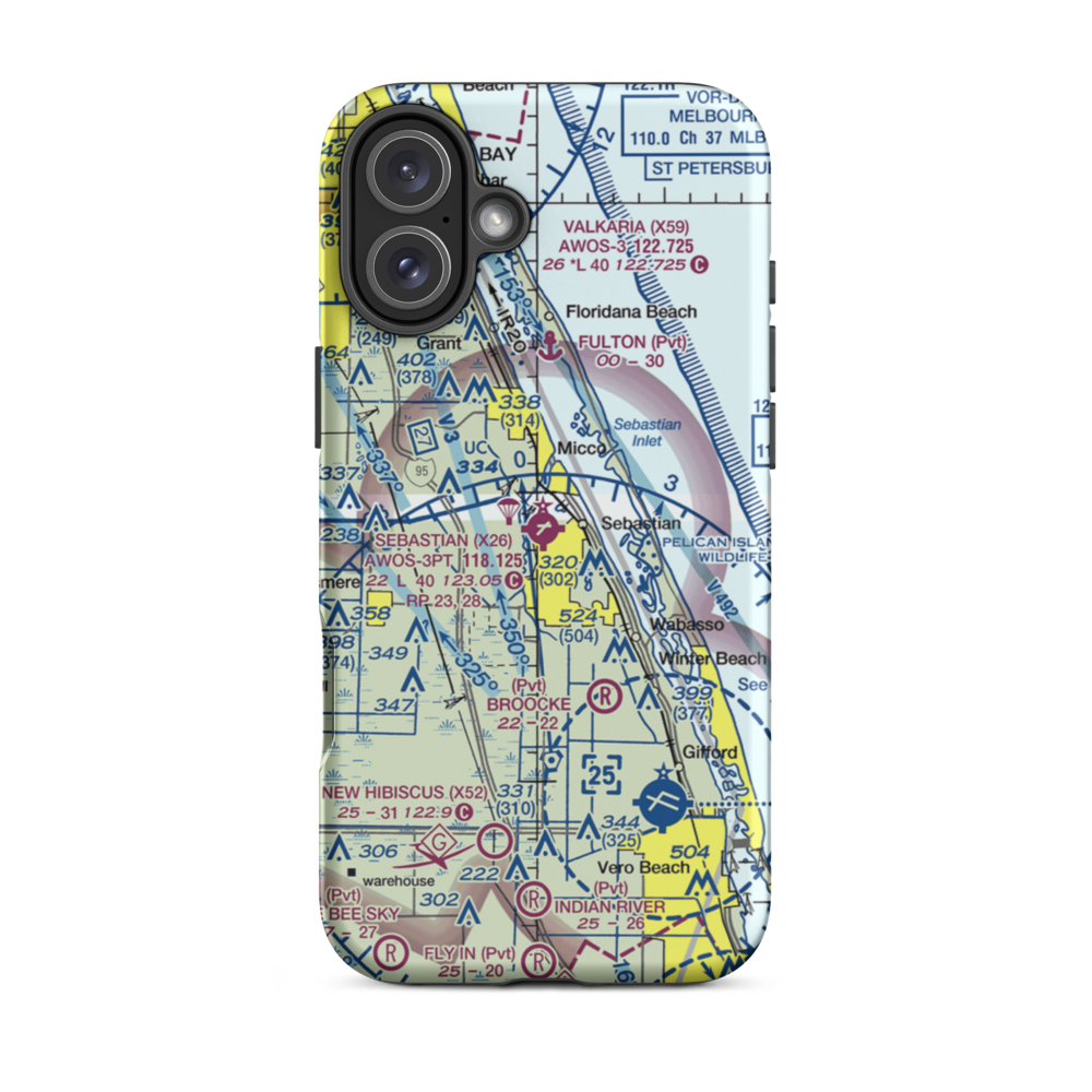 Sebastian Municipal Airport (X26) VFR Sectional  Tough iPhone Case iPhone 16 Plus model shown