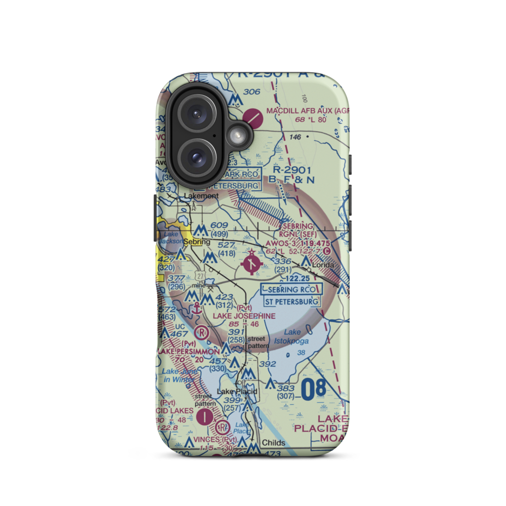 Sebring Regional Airport (SEF) VFR Sectional  Tough iPhone Case iPhone 16 model shown