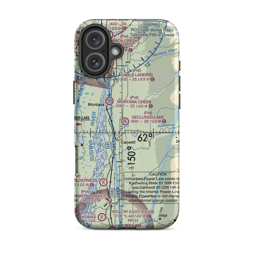 Secluded Lake Airport (49AK) VFR Sectional  Tough iPhone Case iPhone 16 Plus model shown